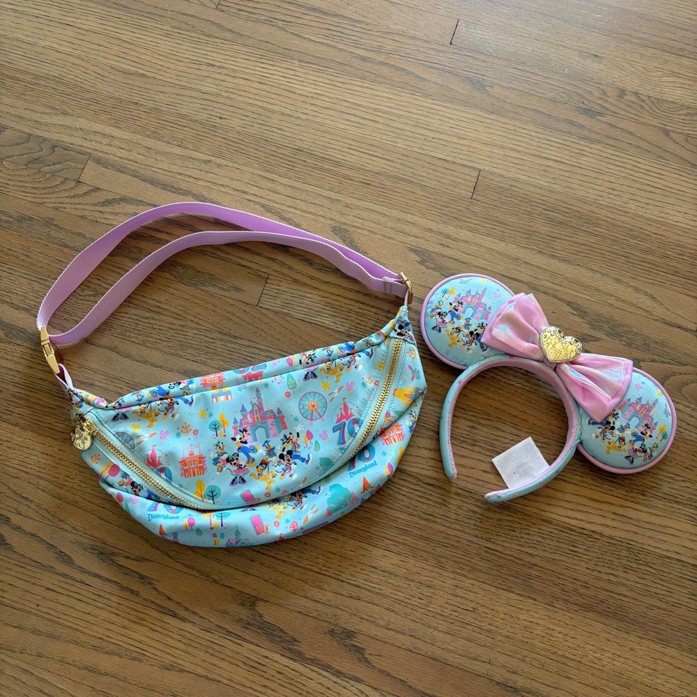 Disney Parks Stoney Clover Lane Disneyland 70th Anniversary Fanny Pack Ears Set